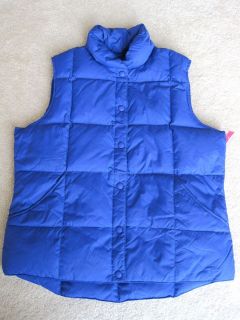 Lands End Blue Quilted DOWN Filled Vest Jacket Coat Medium M 10 12 
