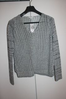 Helmut Lang Open Knit Sweater, Black and White Italian Yarn, Size L 