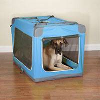 Large   Blue Pioneer SOFT SIDED Collapsible Crates for Dogs   FREE 