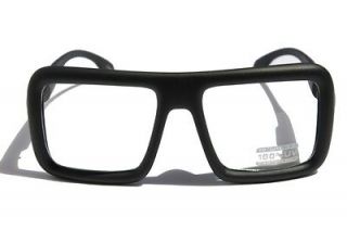 Big Retro Nerd Bold Thick Square Frame Classic Eye Glasses Matte Black 