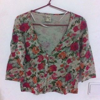 Pull and Bear Floral 3/4 Sleeve Cardigan
