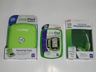 LeapFrog Leappad2 Explorer Accessory Bundle GREEN CASE HEADPHONES GEL 