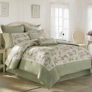 Laura Ashley Avery Queen Comforter 4 Pc Sage Green Floral Country 