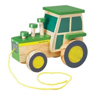 NEW John Deere Wooden Pull n Pop Tractor, Up and Down Popping Action 