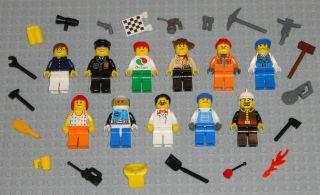 Lego MINIFIGURES Lot 11 People Police Fireman Girl City Space Toys 