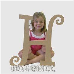 Unfinished Wooden Letters (H) 24 Wall Decor Paintable Wood Letter
