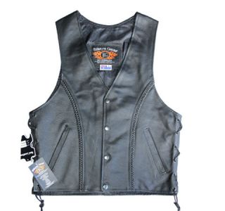   TRIM LEATHER CHOPPER VEST FULLY LINED HARLEY MOTORCYCLE BIKERS