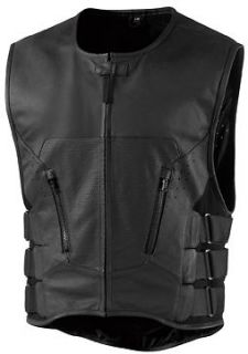 NEW ICON REGULATOR LEATHER VEST, STRIPPED STEAL​TH BLACK, 2XL/3XL