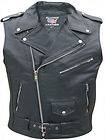   Sleeveless Jacket Style Black Buffalo Leather Motorcycle Biker Vest
