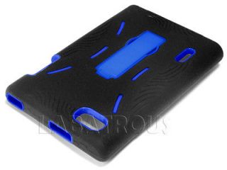 LG Intuition Optimus Vu VS950 Duo Black Rubber Blue PC Kickstand Case