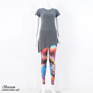   rainbow space galaxy graphic leggings pants shorts tights S M L