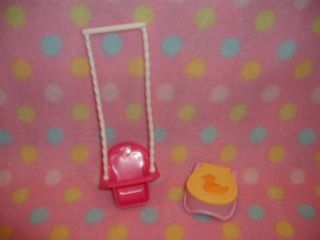 Fisher Price LOVING FAMILY Dollhouse DUCKY POTTY CHAIR & BABY SWING 