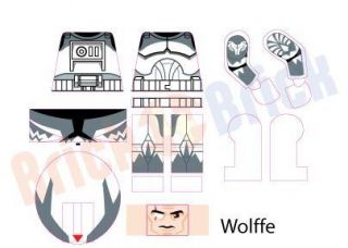 Lego Star Wars Clone Commander CC 3636 Wolffe Custom Water Slide Decal