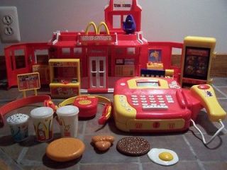 Huge Lot MCDONALDS RESTAURANT Playset + Food + Accessories with sound