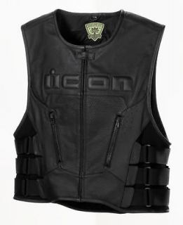 Icon Regulator Leather Motorcycle Vest Stealth Large/X Large