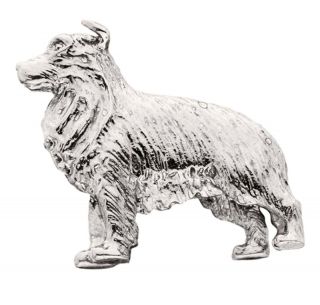 Border Collie Silver Dog Charm Refrigerator Magnet Figurine