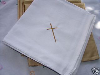 Christ Icon Embroidered CROSS White Church Communion Altar Linen 