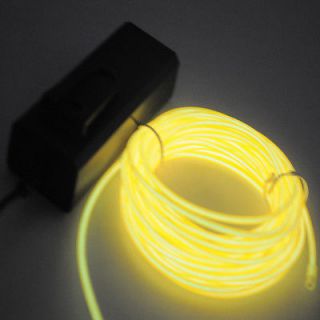 3M Flexible Neon Light Glow EL Wire Rope Tube Car Dance Party Yellow 