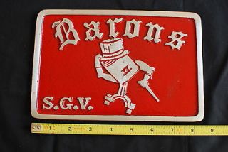 Barons SGV Car Club Plaque Drag Plate License Plate Topper