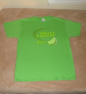 Bud Light w Lime Beer Adult Lime Green T Shirt New Size Large 