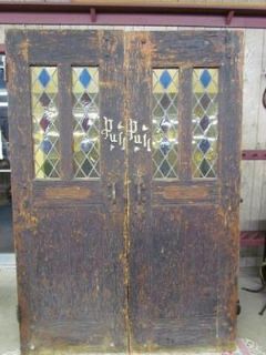 Early, Antique Tavern Doors, Original Stained Glass Windows, Hand 