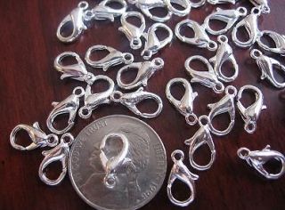 50 SILVER IRON CLASPS LOBSTER CLAWS 10MM JEWELRY MAKING SUPPLY