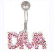 Pink Jewelled Diva Belly Bar / Navel Ring