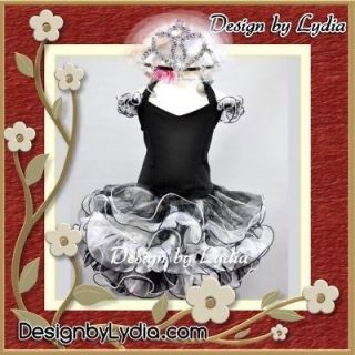 389Z CROWN   Black Little Flower Girl Rare Glitz Pageant Outfit Set 3 