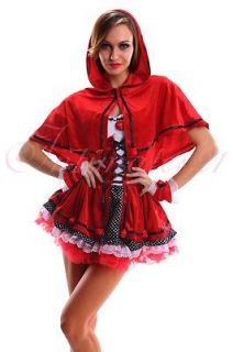 Sexy Red Riding Hood Costume Deluxe Little Carnival Fancy Party Dress 