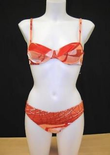 NWT JEAN PAUL GAULTIER Red Lima Print Bikini 38 4 $325