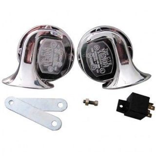 CHROME HORN SET HIGH AND LOW WITH RELAY (Fits 1964 Impala)