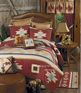 SOUTHWESTERN RED CANYON LODGE WESTERN QUILT SET TWIN