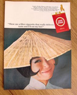 1966 Lucky Strike Cigarette Ad Japanese Straw Hat