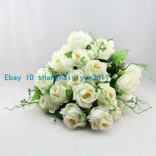 75 PCS Silk Roses Buds Wedding Bouquet Artificial Flowers (Yellow) F51
