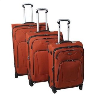   Hassle Free Lightweight 3 Piece Expandable Spinner Luggage Set   Rust
