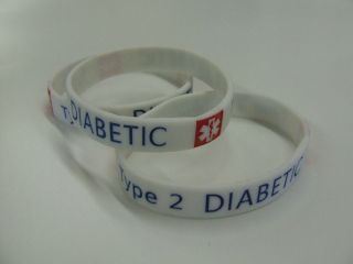 DIABETES Type 2 Diabetic Medical Alert Wristband Silicone bracelet 