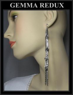   Jamee Raw Steel & Silver long multi strand dangle Earrings RP$215