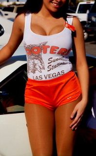 Hooters Uniform Showgirl Costume Las Vegas Top Silky Shorts Pantyhose 