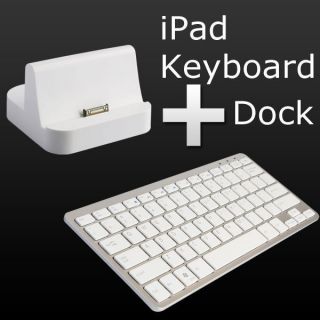 NEW Wireless bluetooth Keyboard+Dock Charger for APPLE iPad iphone