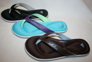 New Womens Adidas Juuvi Cushioned flip flop thong sandals Black 