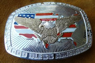 Crumrine Patriotic USA Map American Bald Eagle Belt Buckle