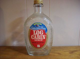 Log Cabin Syrup Collectors Flask Bottle with Label Statue of Liberty 