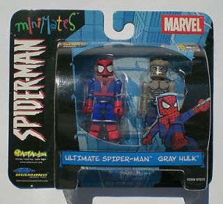   Spider Man Gray Hulk Marvel Minimates 2 Pack Action Figure Set Comicon