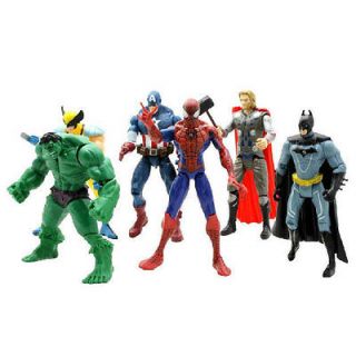 6x Marvel Super Hero Batman Hulk Wolverine Thor Spiderman Captain 