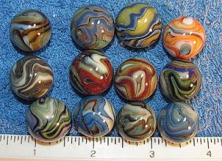 12 Ladies First Jabo Glass Marbles   mix