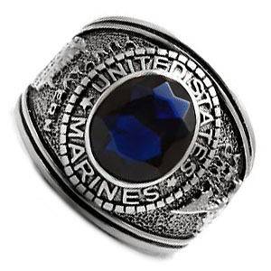Mens Montana Blue US Marines Military Stainless Steel Ring