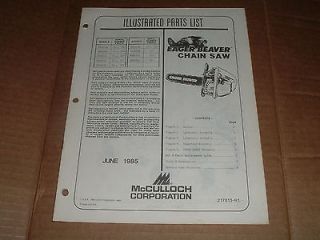 McCulloch Eager Beaver Chainsaw Parts List