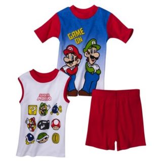 SUPER MARIO Bros Luigi Boys 3 Piece Pajama PJs Top Shorts Shirt Set 