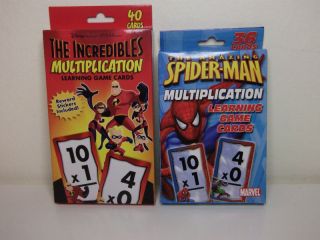 Multiplication game cards The Incredibles Spider Man