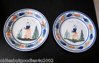   Estate Collection HB Quimper HTF Salad plates. Pre WWII Markings. Nice